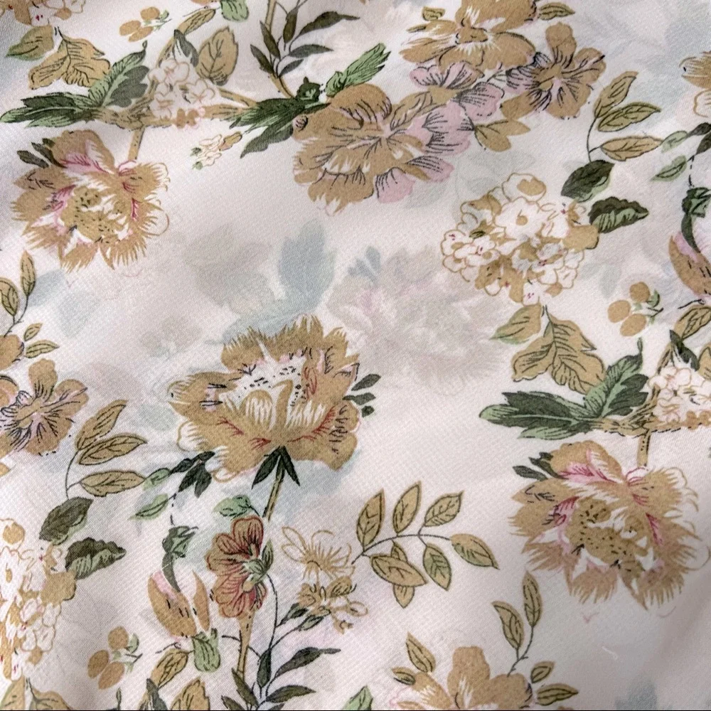 HONEY PUNCH Blouse Size M Crochet Lace Trim Mesh Pink Green Sheer High neck - Picture 3 of 8